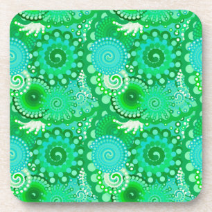 Fraktal mit wirbelnden Motiven, Jade, Türkis, Aqua Getränkeuntersetzer