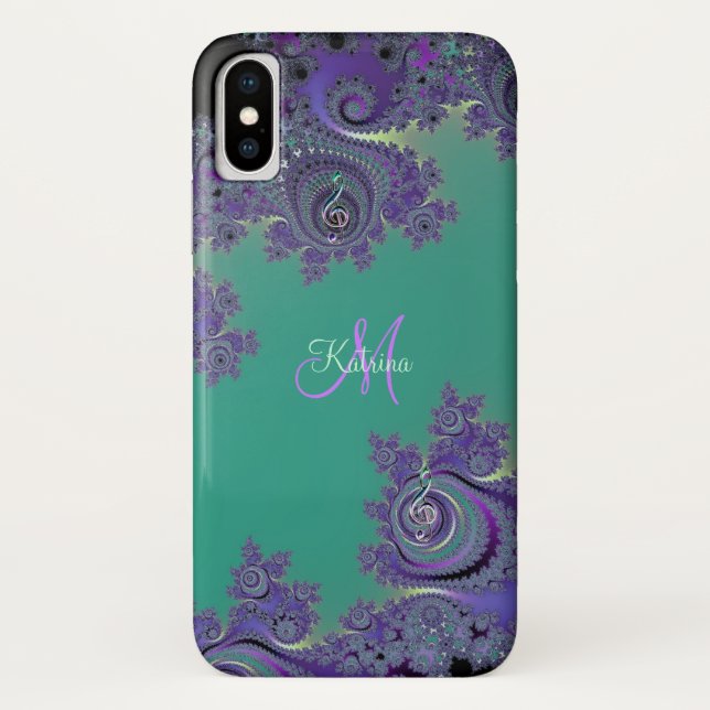 Fraktal-Musikclef-Monogramm iPhone X Fall Case-Mate iPhone Hülle (Rückseite)