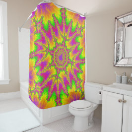 Fraktal Neon Rainbow Duschvorhang