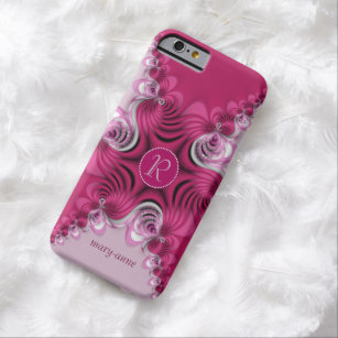 Fraktal Pink Wirbel Monogramm Name iPhone6 Fall Barely There iPhone 6 Hülle