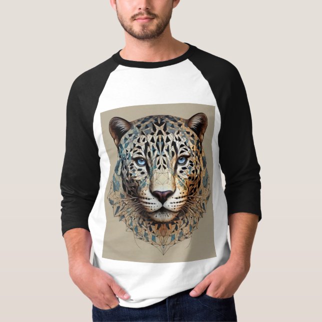 Fraktal Power: Geometrischer Jaguar T - Shirt. T-Shirt (Vorderseite)