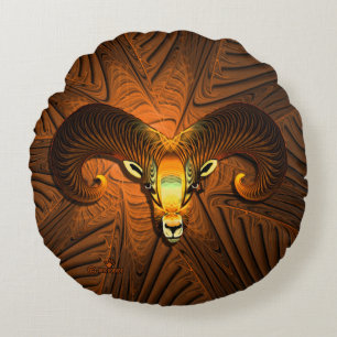 Fraktal Ram's Head Rundes Kissen
