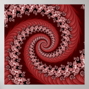 Fraktal Red Double Spiral Poster