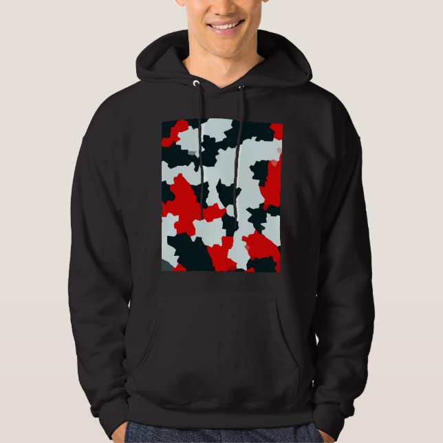 Fraktal Red Schwarz-weiß Pattern Design Hoodie (Vorderseite)