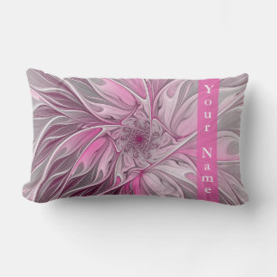 Fraktal Rosa Blume Traum, Blumen Fantasie Name Lendenkissen