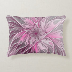 Fraktal Rosa Blume Traum, Blumenfantasy Muster Dekokissen