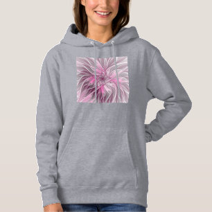 Fraktal Rosa Blume Traum, Blumenfantasy Muster Hoodie