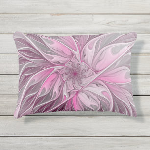 Fraktal Rosa Blume Traum, Blumenfantasy Muster Kissen Für Draußen