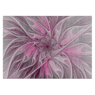 Fraktal Rosa Blume Traum, Blumenfantasy Muster Schneidebrett