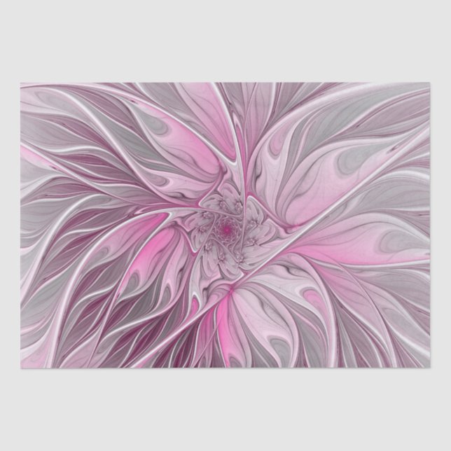 Fraktal Rosa Blume Traum, Blumenfantasy Muster Seidenpapier (Vorderseite)