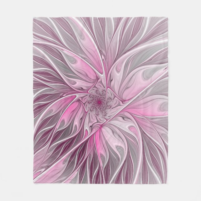 Fraktal Rosa Blume Traum, Blumenmuster Fleecedecke (Vorderseite)