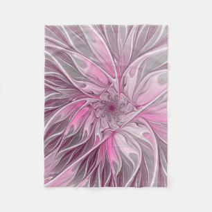 Fraktal Rosa Blume Traum, Blumenmuster Fleecedecke