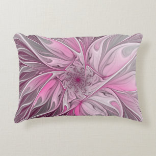 Fraktal Rosa Blume Traum, Blumenmuster Zierkissen