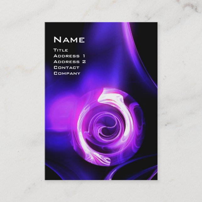 FRAKTAL ROSE 4 MONOGRAMM hell lila rosa blau Visitenkarte (Vorderseite)