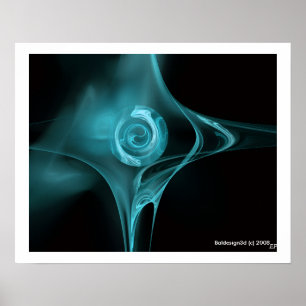 FRAKTAL ROSE, blaues Turquase Poster