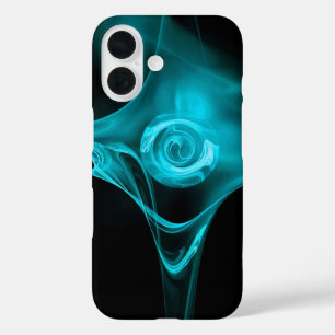 FRAKTAL ROSE, Blue Turquase Black iPhone 16 Hülle