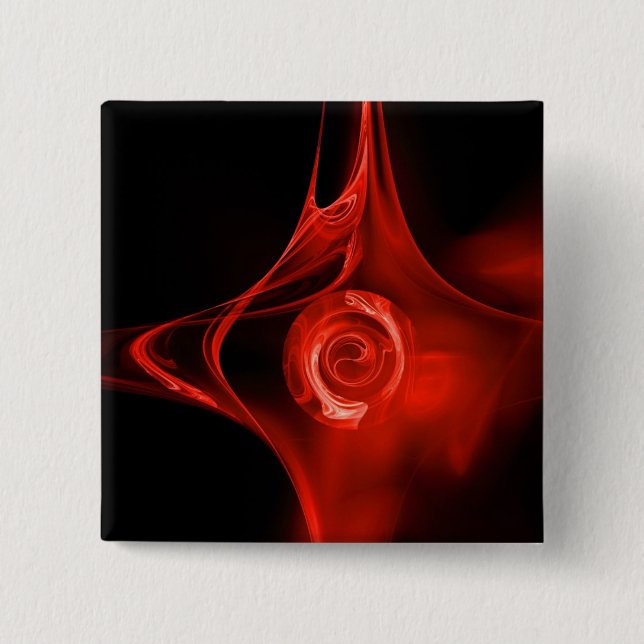 FRAKTAL ROSE, rot, schwarz Button (Vorderseite)