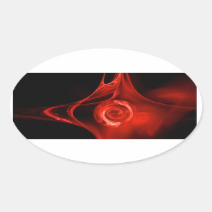 FRAKTAL ROSE, rot, schwarz Ovaler Aufkleber