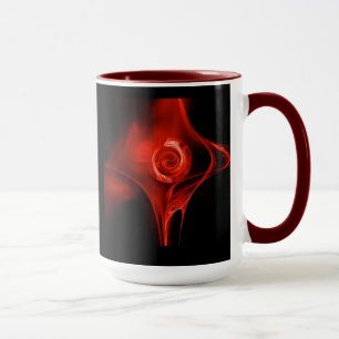 FRAKTAL ROSE, rot, schwarz Tasse