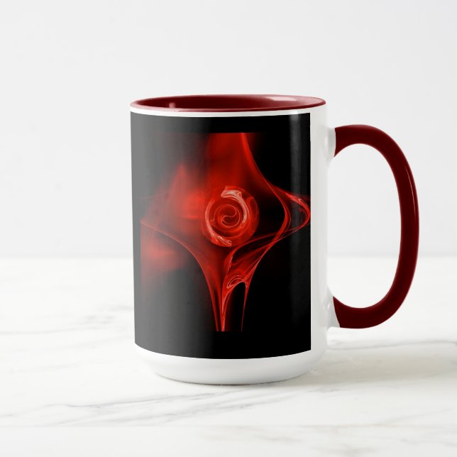 FRAKTAL ROSE, rot, schwarz Tasse (Rechts)