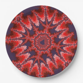 Fraktal Rot, Blau und Rosa Geburtstag Pappteller