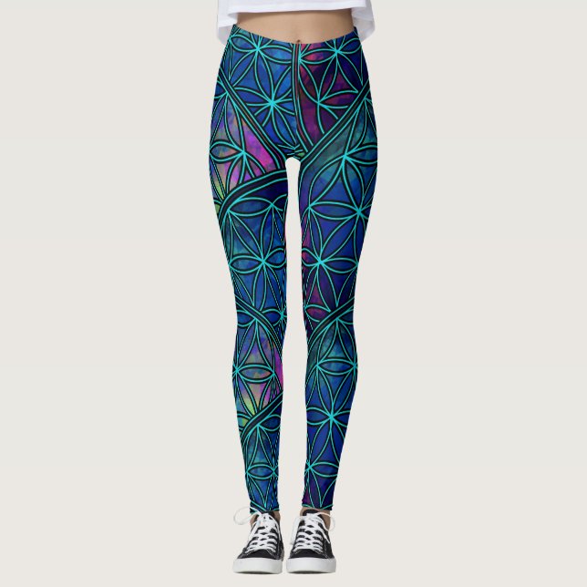 Fraktal Samen des Lebens Blume Heilige Geometrie  Leggings (Vorderseite)
