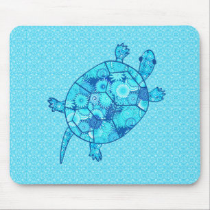 Fraktal-Schwirbelschildkröte - Kobalt und Türkisbl Mousepad