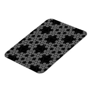 Fraktal Snowflake Design Crochet B&W Magnet