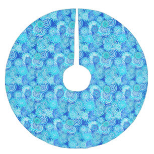 Fraktal-Swirbelmuster, kobaltblau Polyester Weihnachtsbaumdecke