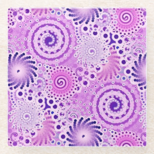 Fraktal-Swirbelmuster, violett, orchid Glasuntersetzer