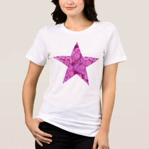 Fraktal Swirbelstern, lila, rosa, pflaumenförmig,  Tri-Blend Shirt