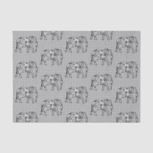 Fraktal Swirl Elephant, grau, schwarz und weiß Seidenpapier