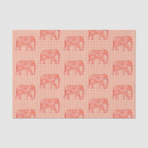 Fraktal Swirl Elephant, Korallenorange und Weiß Seidenpapier