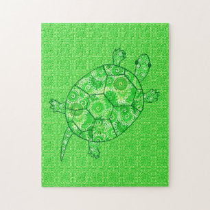 Fraktal Swirl Schildkröte Limon und Smaragdgrün