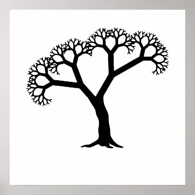 Fraktal Tree Black Poster (Vorne)