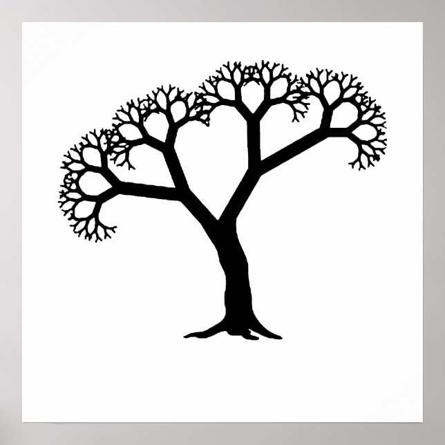 Fraktal Tree Black Poster (Vorne)