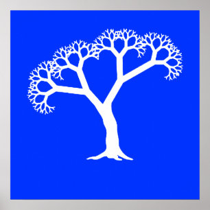 Fraktal Tree White Poster