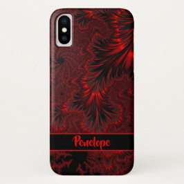 Fraktal und Name in Rot und Schwarz Damask im Goti Case-Mate iPhone Hülle