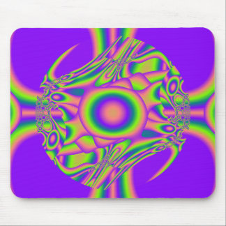 Fraktal-Verzerrungs-lila grünes psychedelisches Mousepad