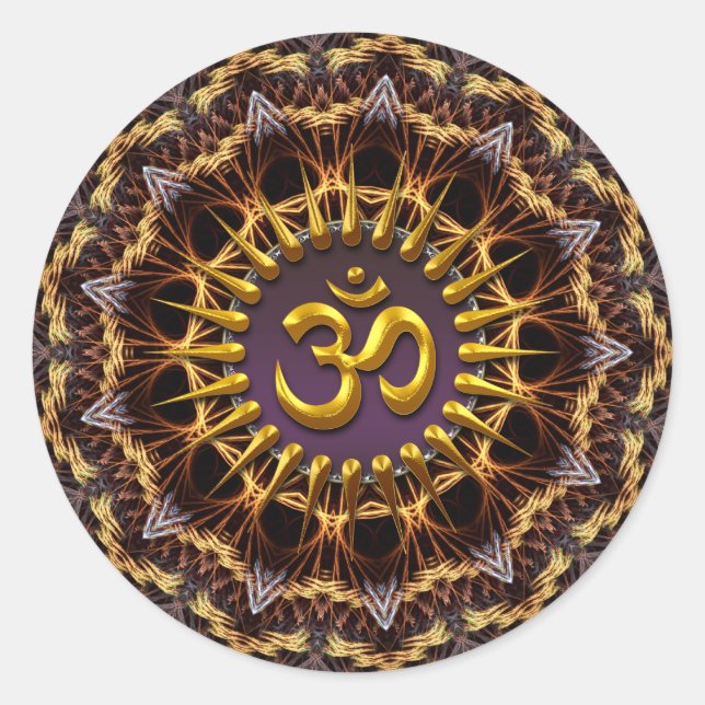 Fraktal Weave Golden (Om) Symbol Sticker (Vorderseite)