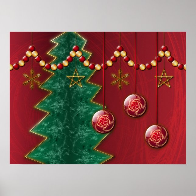 Fraktal Weihnachts-Weihnachtsdruck Poster (Vorne)