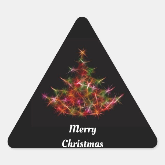 Fraktal Weihnachtsbaum-Sticker Dreieckiger Aufkleber (Vorderseite)