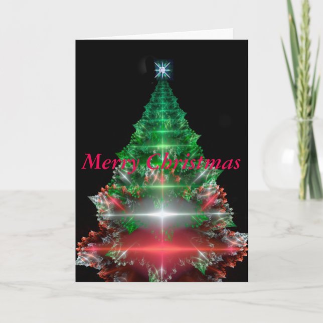 Fraktal Weihnachtsbaumkarte Feiertagskarte (Vorderseite)