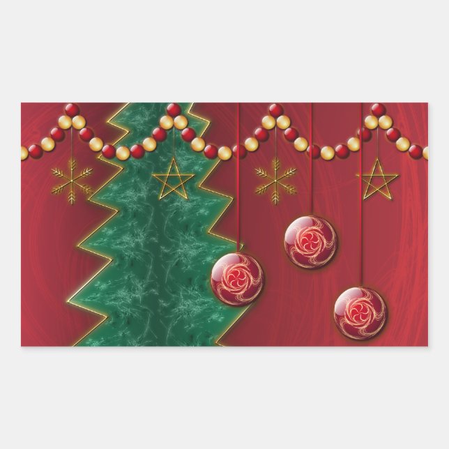 Fraktal Weihnachtskleber Rechteckiger Aufkleber (Vorderseite)