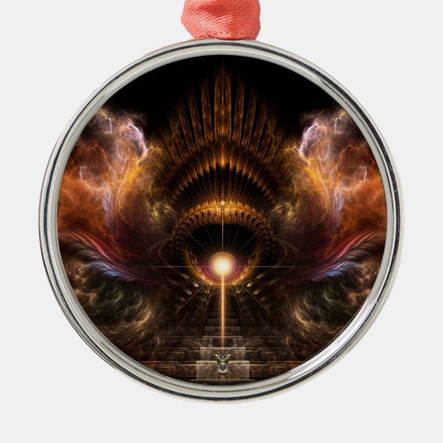 Fraktal Wind Storm Silbernes Ornament (Vorne)