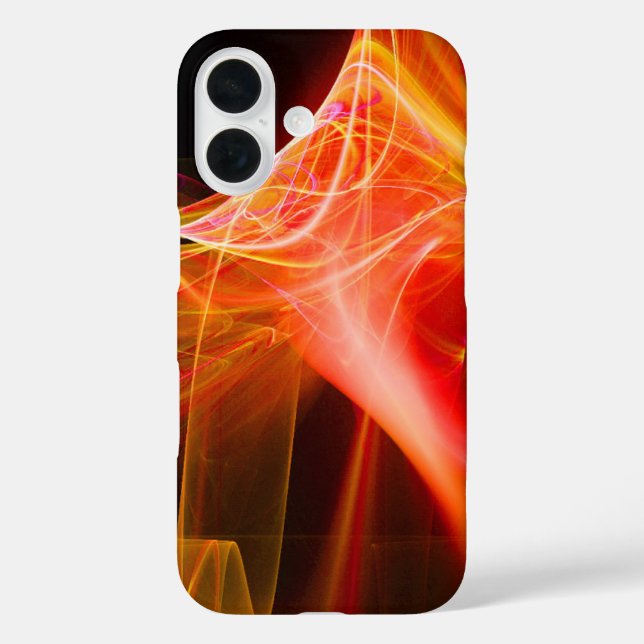 FRAKTAL WIRBEL IN GELBORANGE ROT iPhone 16 HÜLLE (Rückseite)