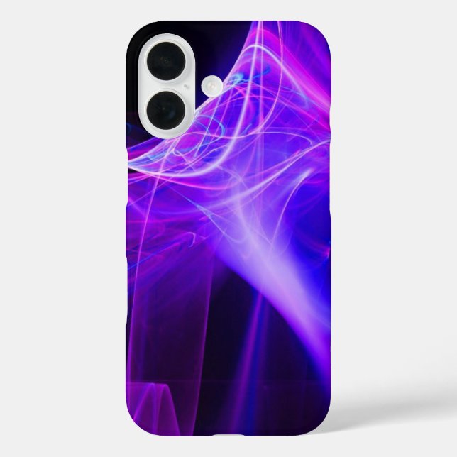 FRAKTAL-WIRBEL IN LILA BLAU-PINK iPhone 16 HÜLLE (Rückseite)