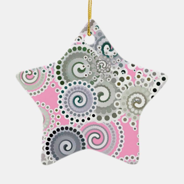 Fraktal wirbelnd, rosa und grau keramikornament (Vorne)