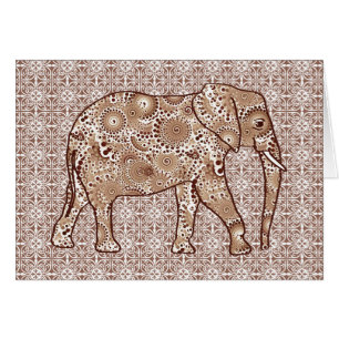 Fraktal wirbelnder Elefant - braun und taupe