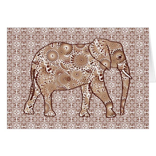 Fraktal wirbelnder Elefant - braun und taupe (Vorderseite (Horizontal))